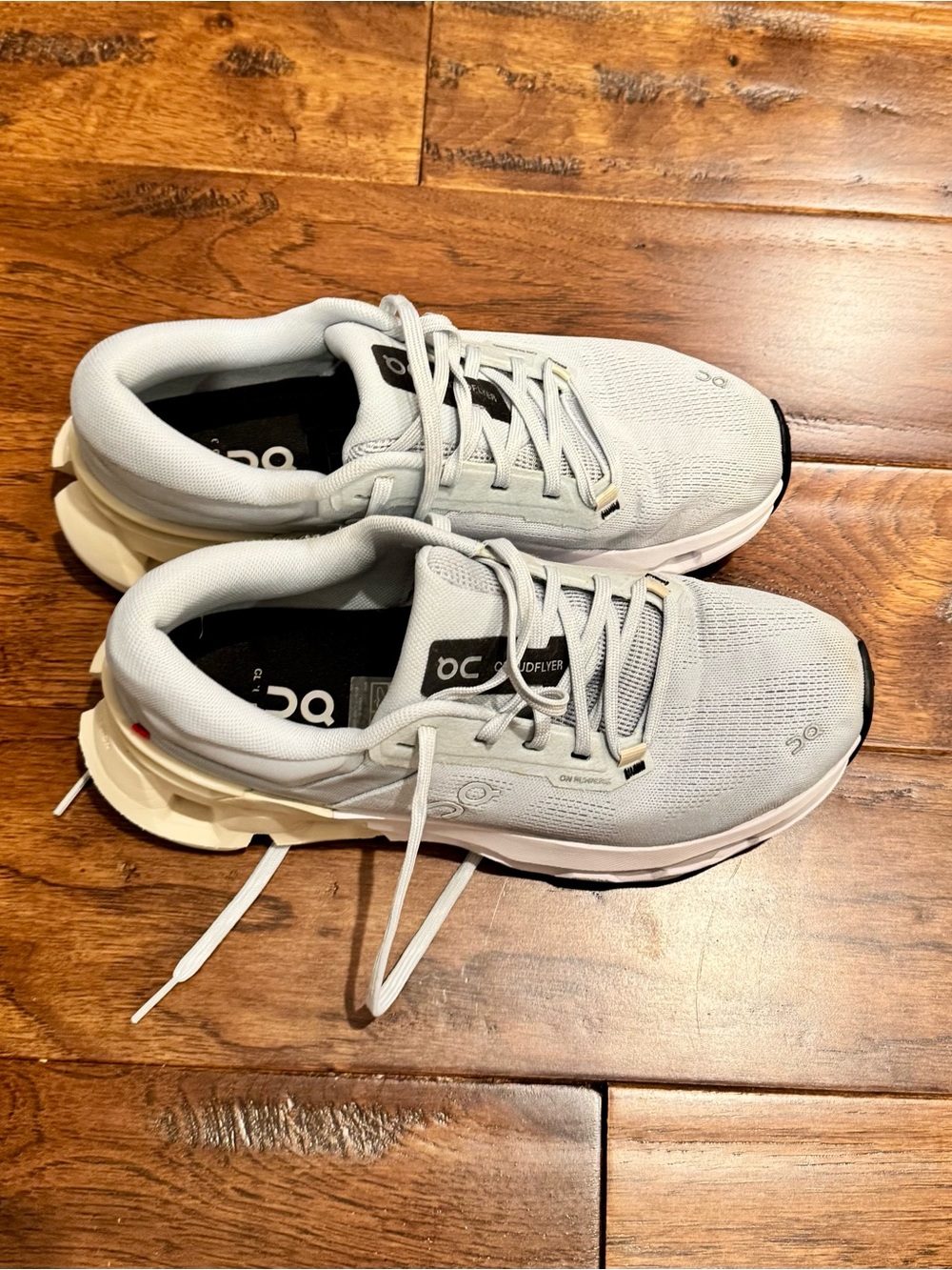 On Running Light Gray and Black Running Sneakers